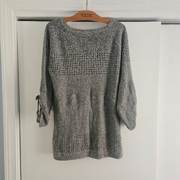 New York & Company SOHO Black Gray Medium 3/4 Sleeve Sweater - Picture 2 of 7